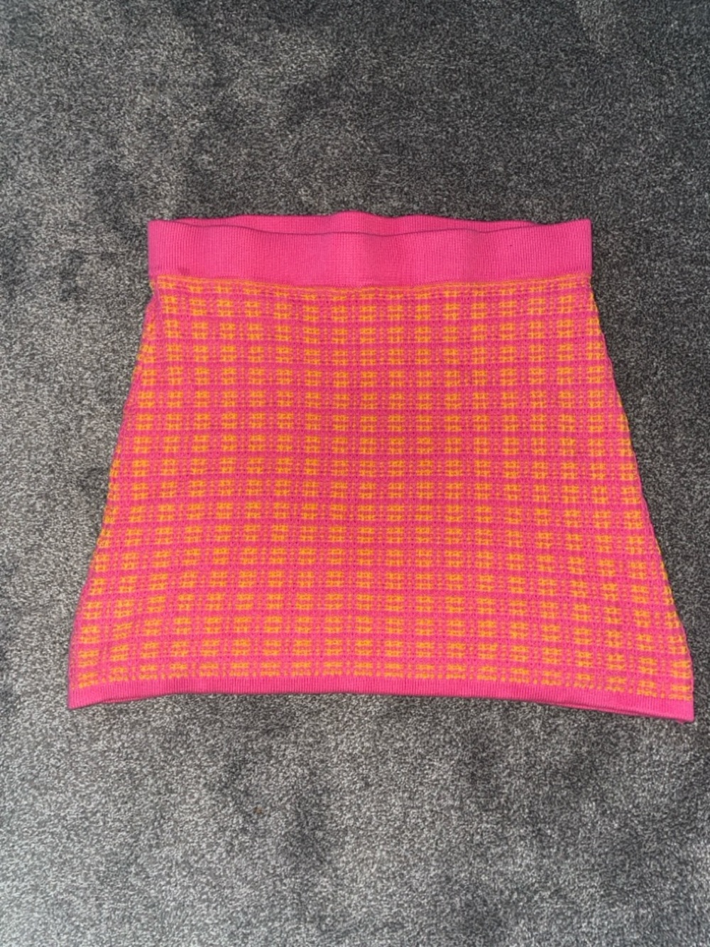 NWOT Free Assembly Pink and Orange Plaid Knit Mini Skirt